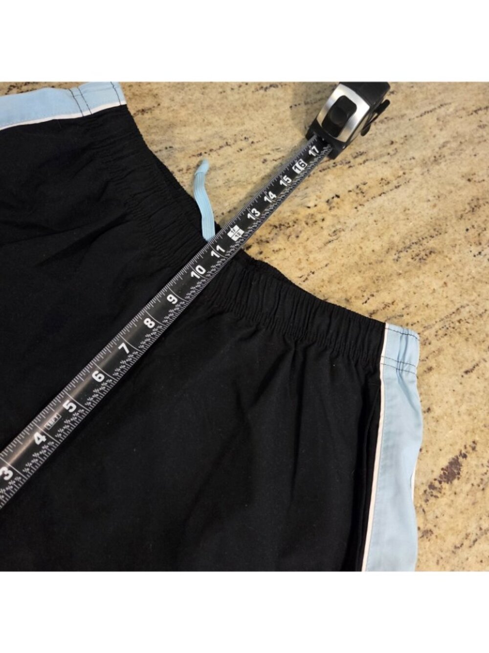 Reebok Womens Size L Athletic Workout Capri Black w Blue Side Sttripe 28x24" - Picture 4 of 13